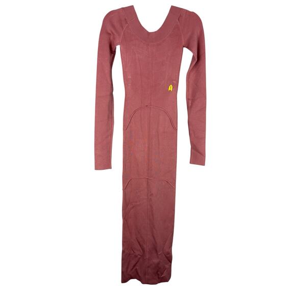 Helsa Scarlet Maxi Knit Dress Long Sleeve Minimalist Quiet Luxury Rose Pink XS - Picture 10 of 12